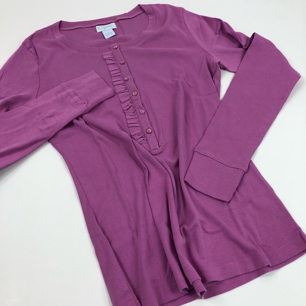 Cotton Tee with Ruffle Detail in Orchid